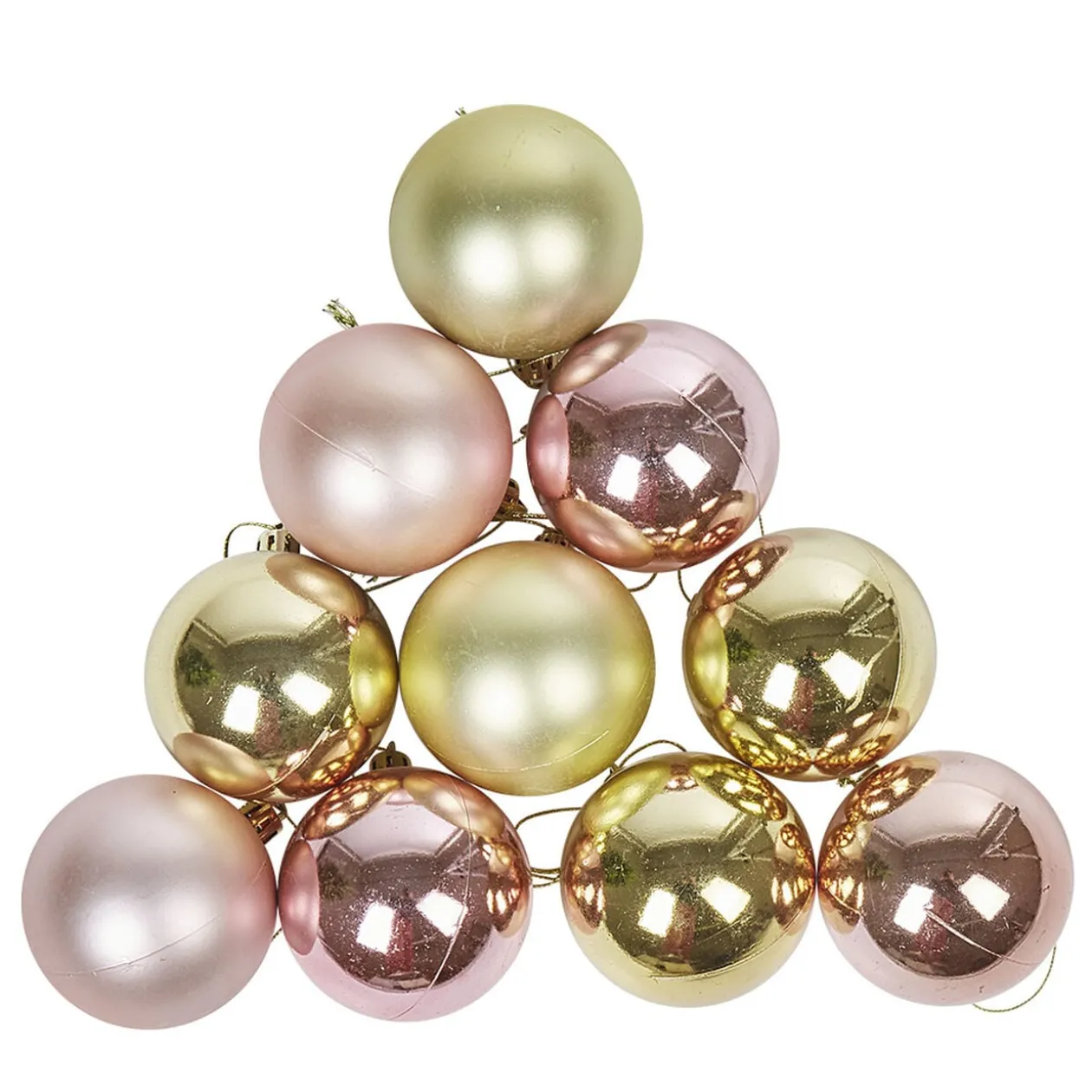 Boule de Noël rose et dorée x10