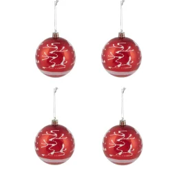 Boule de Noël rouge blanche x4 < Gifi