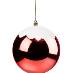 Boule de Noël rouge effet neige Ø12cm x5