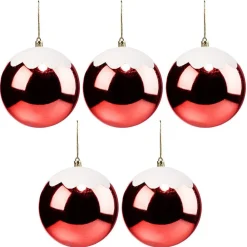Boule de Noël rouge effet neige Ø12cm x5