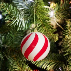 Boule de Noël à suspendre rouge et blanc Ø8cm - 2 modèles < Gifi New