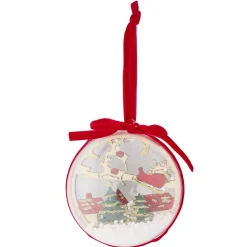 Boule de Noël transparente déco village rouge