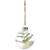 Boule de Noël transparente intérieur feuille et givre vert blanc