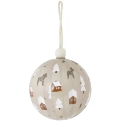 Boule de Noël village et cheval beige et blanc Ø8cm - 3 modèles