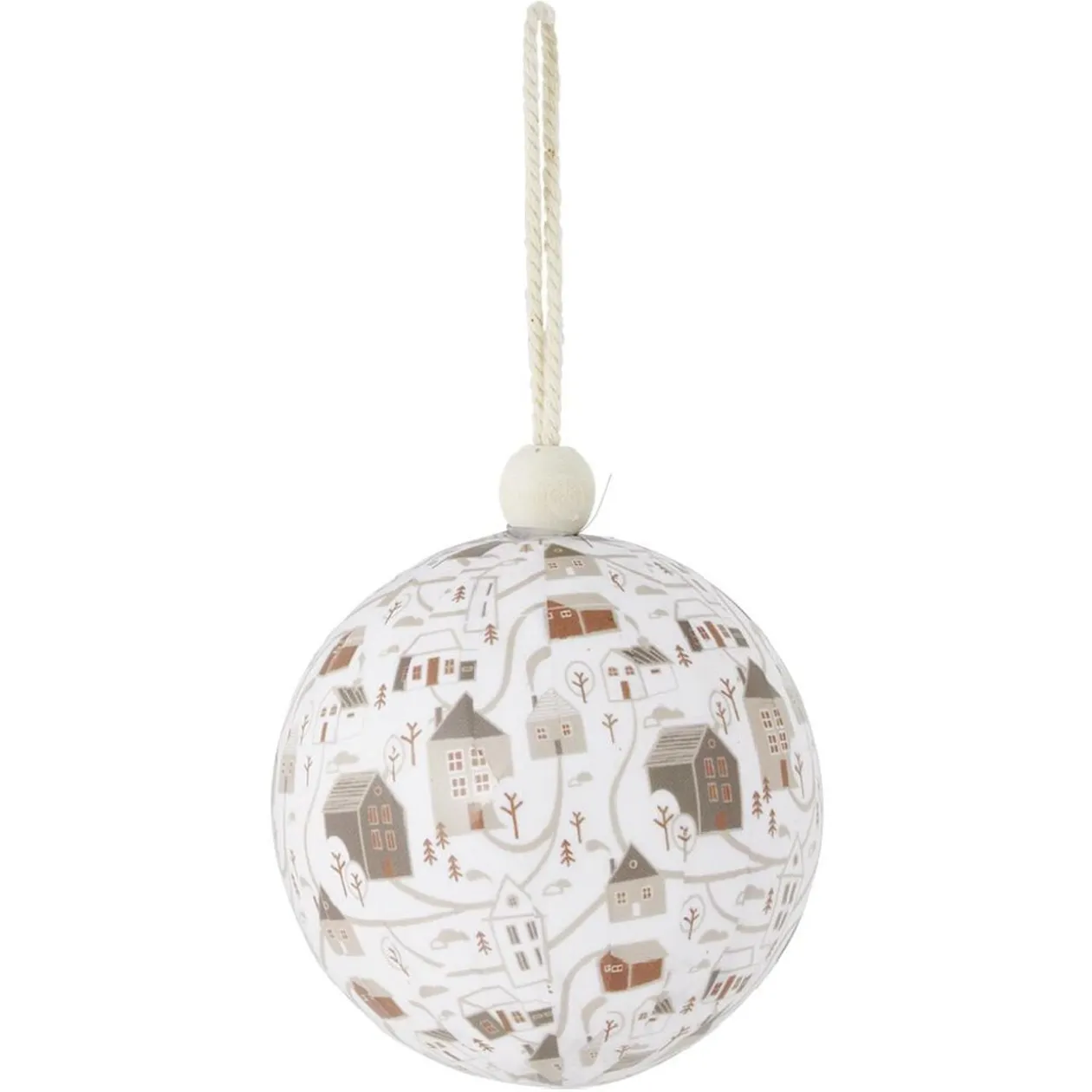 Boule de Noël village et cheval beige et blanc Ø8cm - 3 modèles