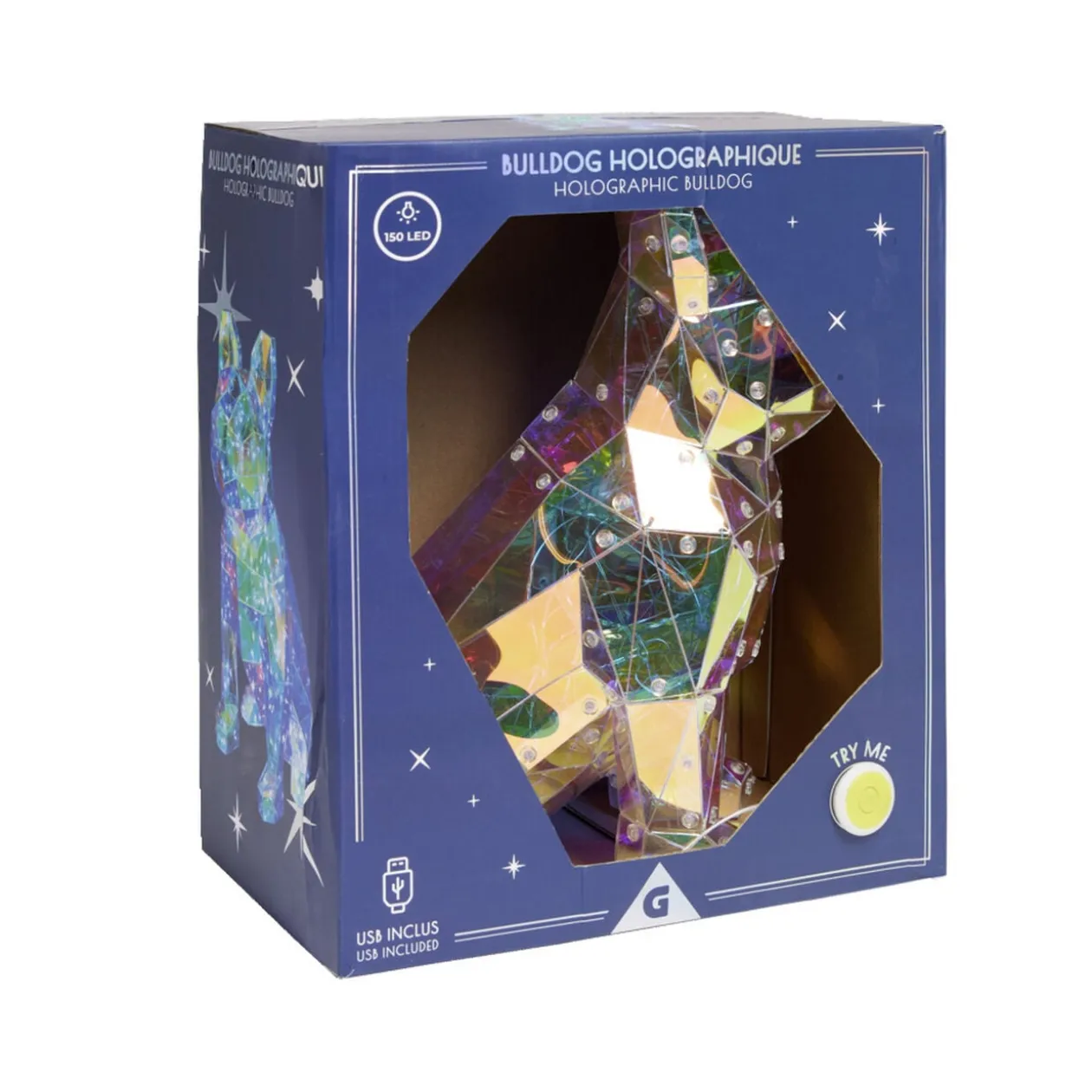 Bouledogue holographique lumineux 150LED