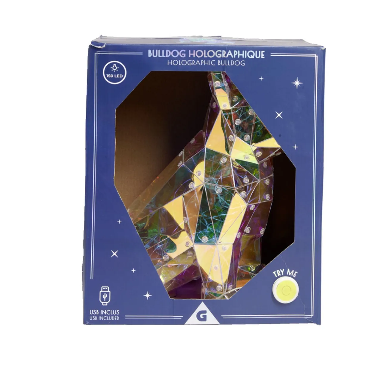 Bouledogue holographique lumineux 150LED