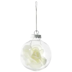 Boule en verre transparent avec rose