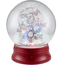 Boule à neige animée LED scène Père Noël musical Ø25xH30cm