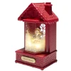Boule à neige lumineuse scène maison de Noël rouge avec Père Noël 10x5x9xH19cm