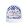 Boule à neige paillettes Merci pour cette année bleu