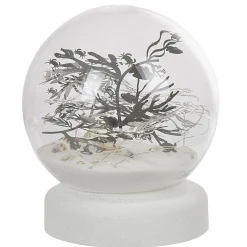 Boule à neige sable design mer avec coquillage LED blanc