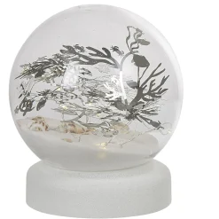 Boule à neige sable design mer avec coquillage LED blanc