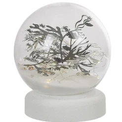 Boule à neige sable design mer avec coquillage LED blanc