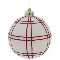 Boule Noël quadrillage blanc ou rouge Ø8cm (3 modèles) < Gifi Best