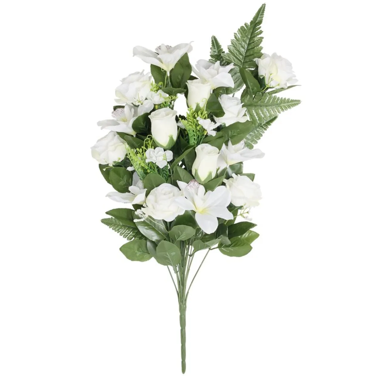 Bouquet artificiel lys et rose tons blanc 36x16xH60cm