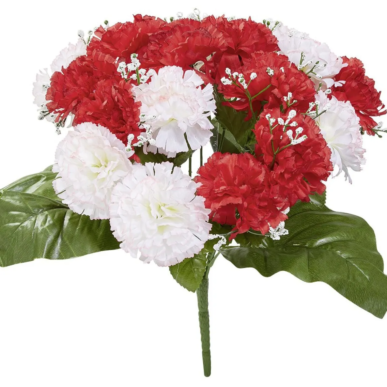 Bouquet d'oeillets et gypsophiles rouge