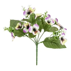 Bouquet fleurs artificielles pensées 7 tiges roses et jaunes H22cm < Gifi New