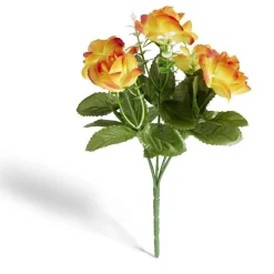 Bouquet fleurs artificielles roses orange 5 têtes H24cm < Gifi Sale