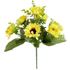 Bouquet fleurs artificielles eucalyptus/gypsophile/tournesol 7 têtes H29cm < Gifi Sale