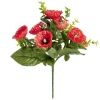 Bouquet fleurs artificielles coquelicot/eucalyptus/gypsophile 7 tiges H29cm