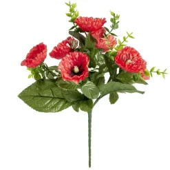 Bouquet fleurs artificielles coquelicot/eucalyptus/gypsophile 7 tiges H29cm