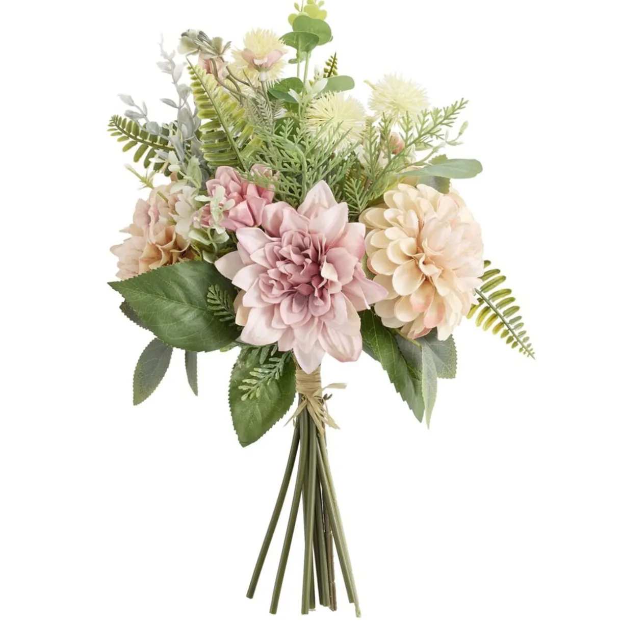 Bouquet floral dalhia fougère tons rose orange Ø22xH40cm < Gifi Hot