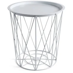 Bout de canapé Gaëlle rond métal blanc Ø37,5xH40cm < Gifi Sale