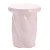 Bout de canapé rond Creamy laqué Ø33xH40cm (2 modèles rose ou blanc)