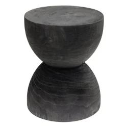 Bout de canapé Tammy bois paulownia noir Ø27xH33cm < Gifi Sale