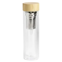 Bouteille en verre avec infuseur inox et bouchon en bambou 450ml