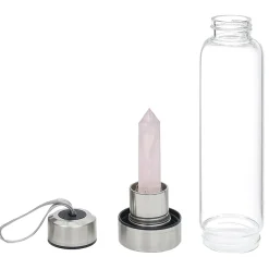 Bouteille en verre quartz rose H.24 cm