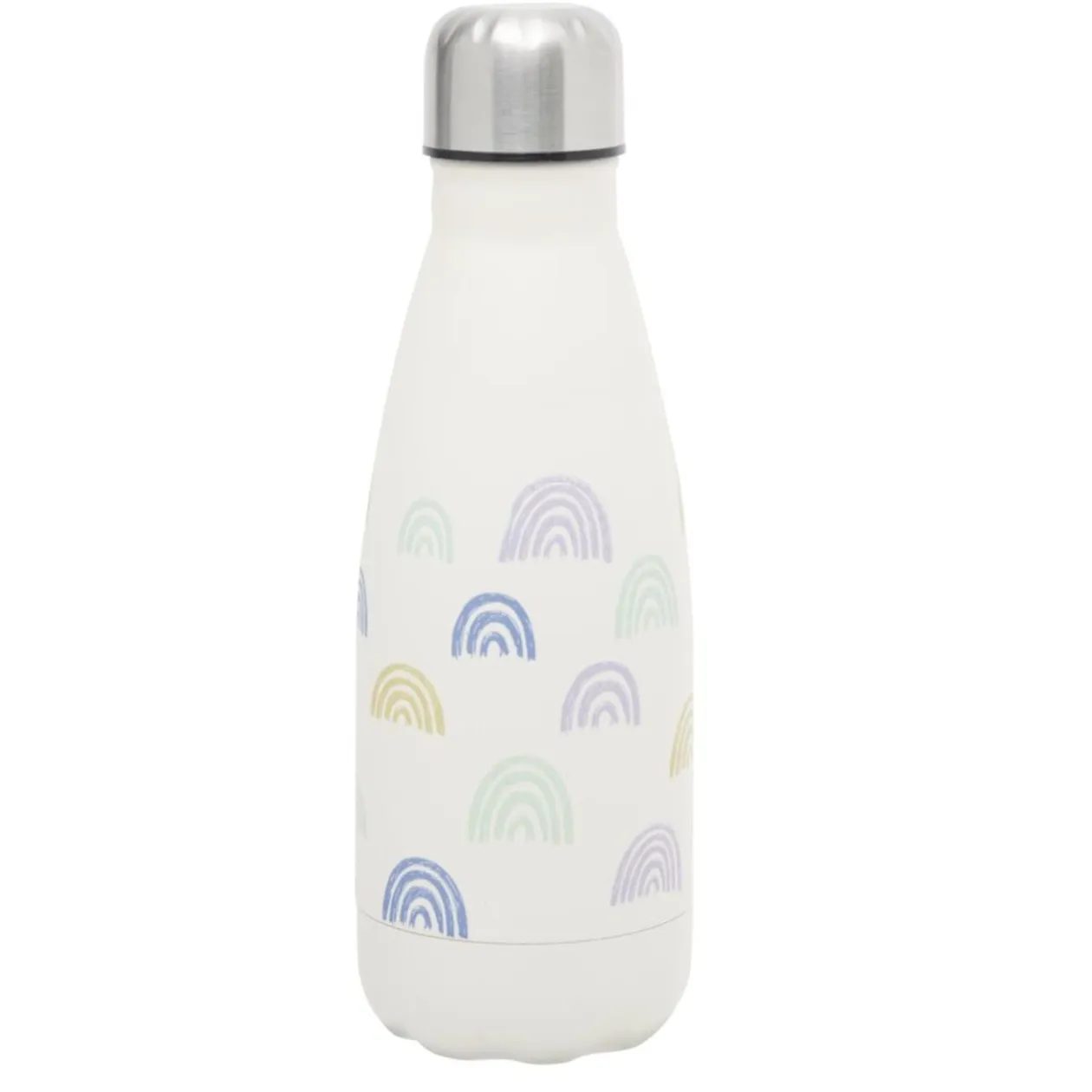 Bouteille isotherme blanc motif arc-en-ciel 350ml