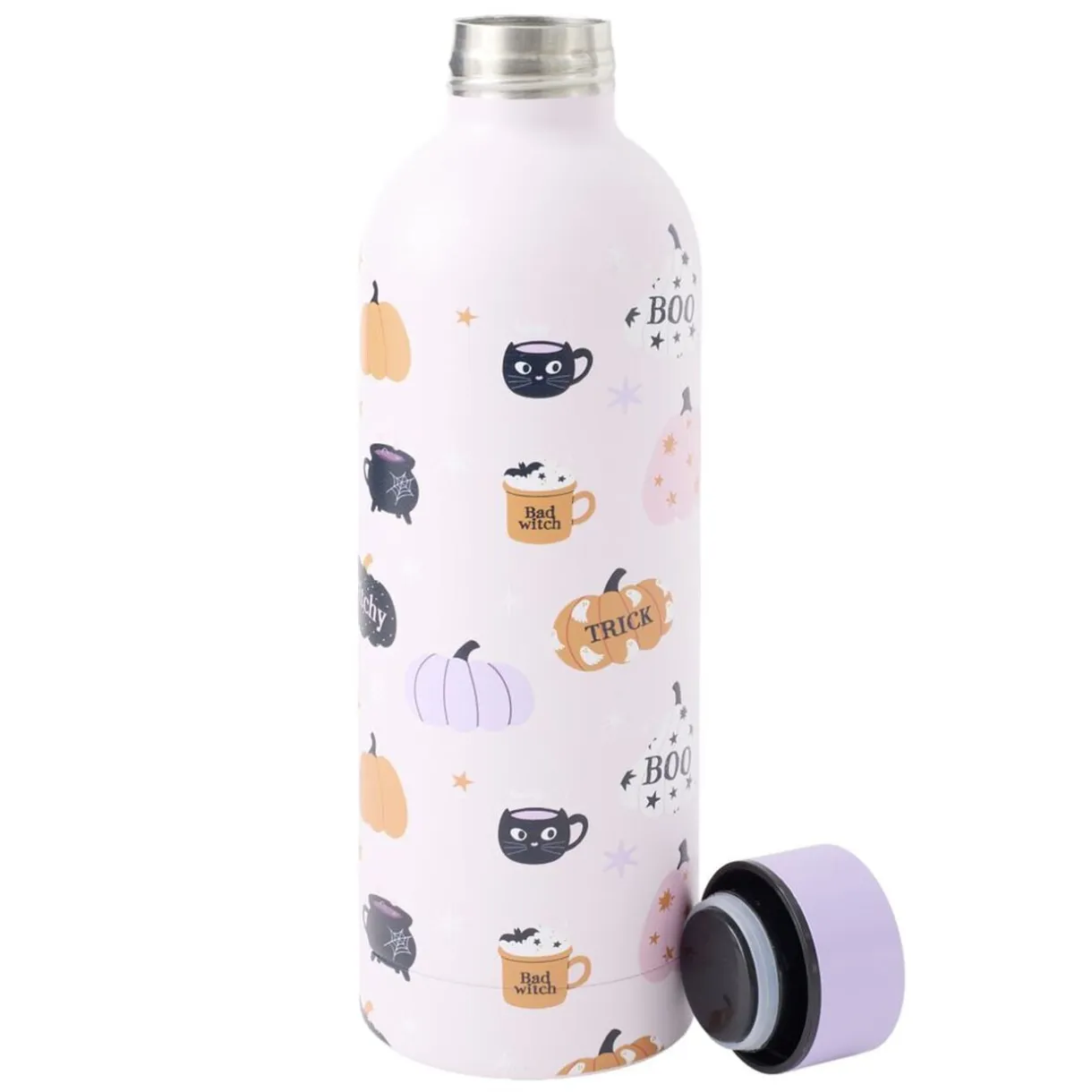 Bouteille isotherme 500ml Halloween inox Ø7xH22cm (2 modèles blanc ou noir) < Gifi Sale