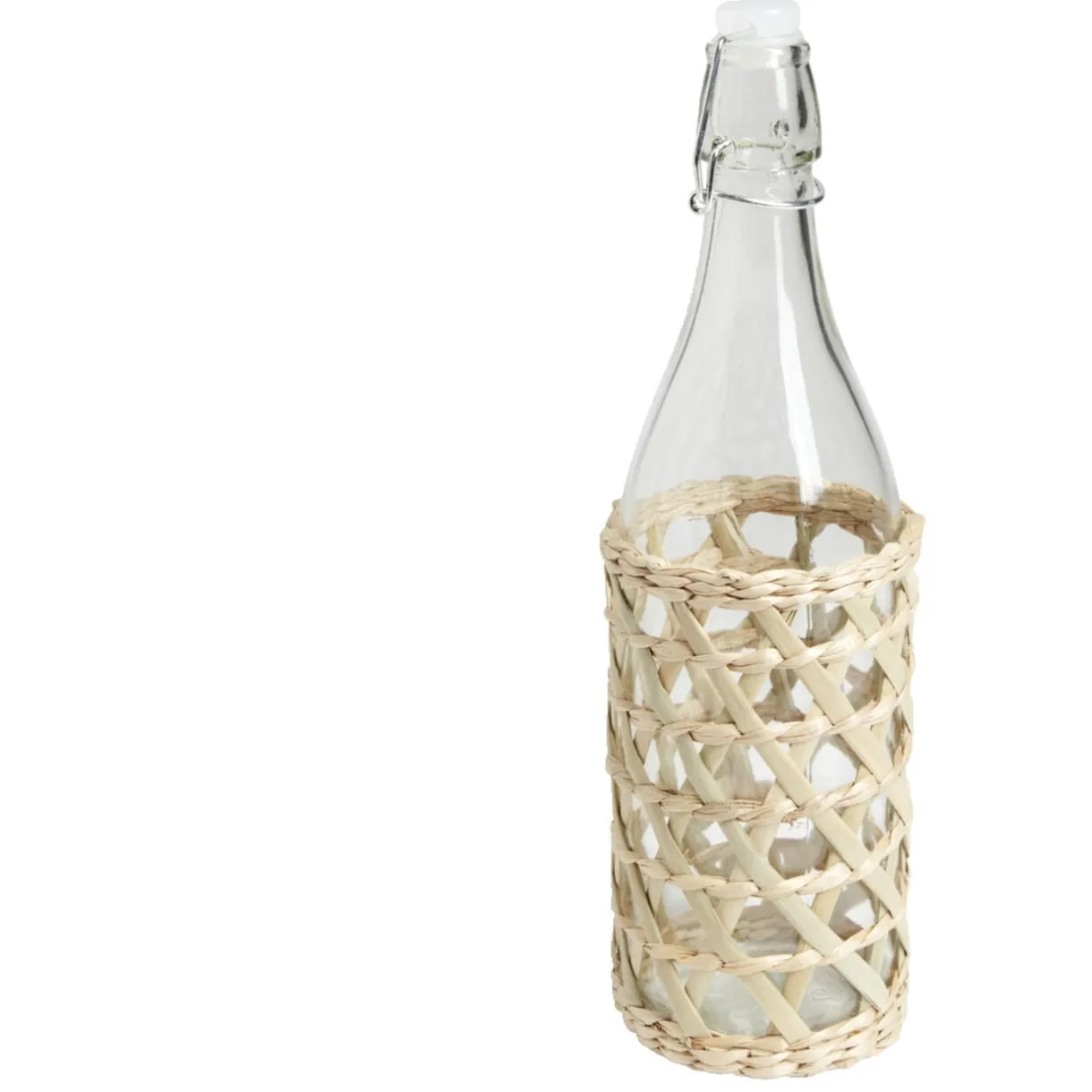 Bouteille limonade 1L verre et raphia Ø8,5xH32cm < Gifi New