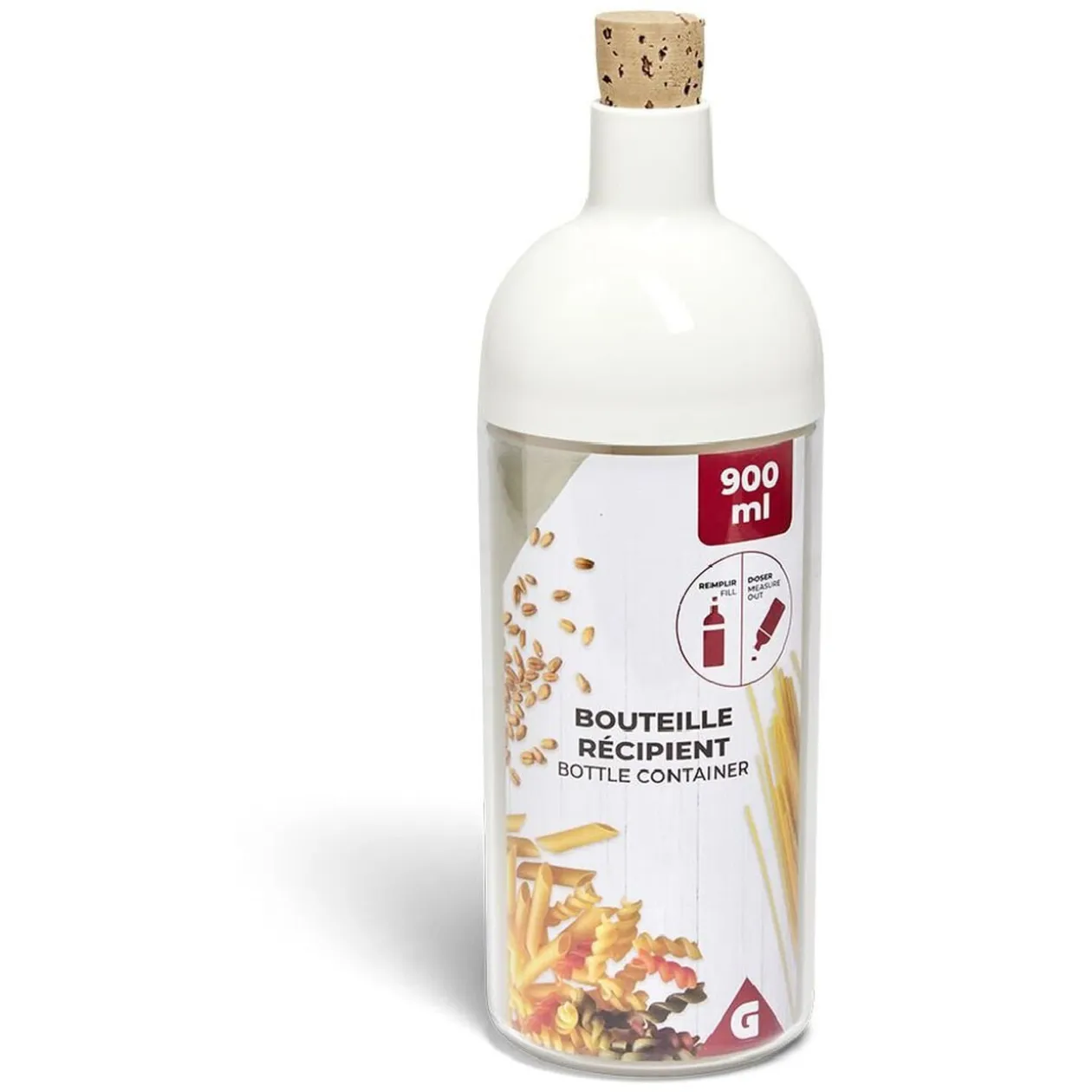 Bouteille récipient 900ml plastique transparent