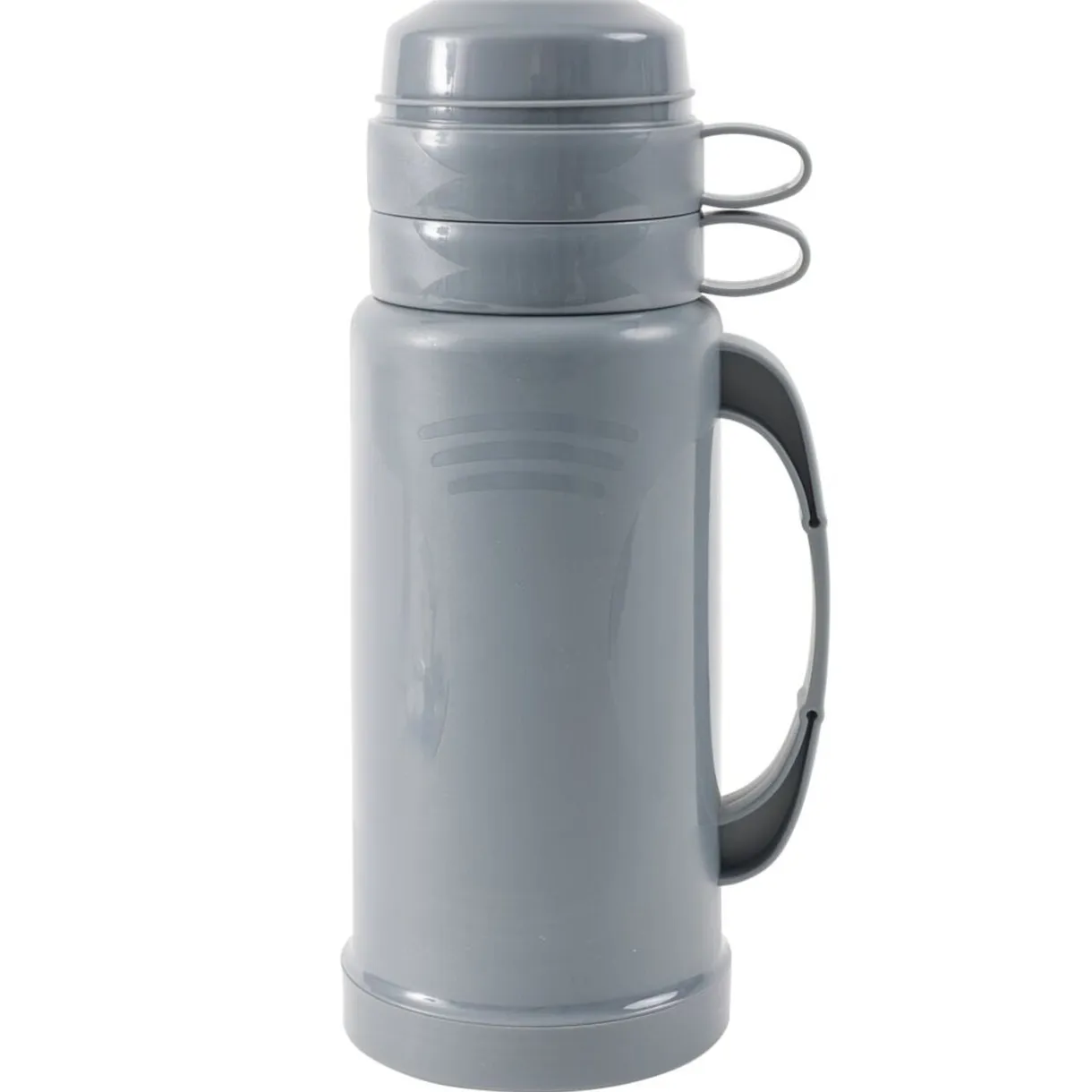 Bouteille thermos 1L avec 2 tasses intégrées gris foncé Ø11xH31,5cm < Gifi Outlet