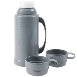 Bouteille thermos 1L avec 2 tasses intégrées gris foncé Ø11xH31,5cm < Gifi Outlet