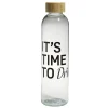 Bouteille verre transparent design noir avec bouchon bambou 730ml < Gifi Best