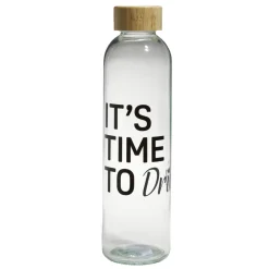 Bouteille verre transparent design noir avec bouchon bambou 730ml < Gifi Best