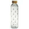 Bouteille verre transparent à motif noir avec bouchon en bambou 730ml