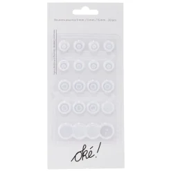 Bouton couture x20 plastique blanc transparent Ø9/11/15mm < Gifi Discount