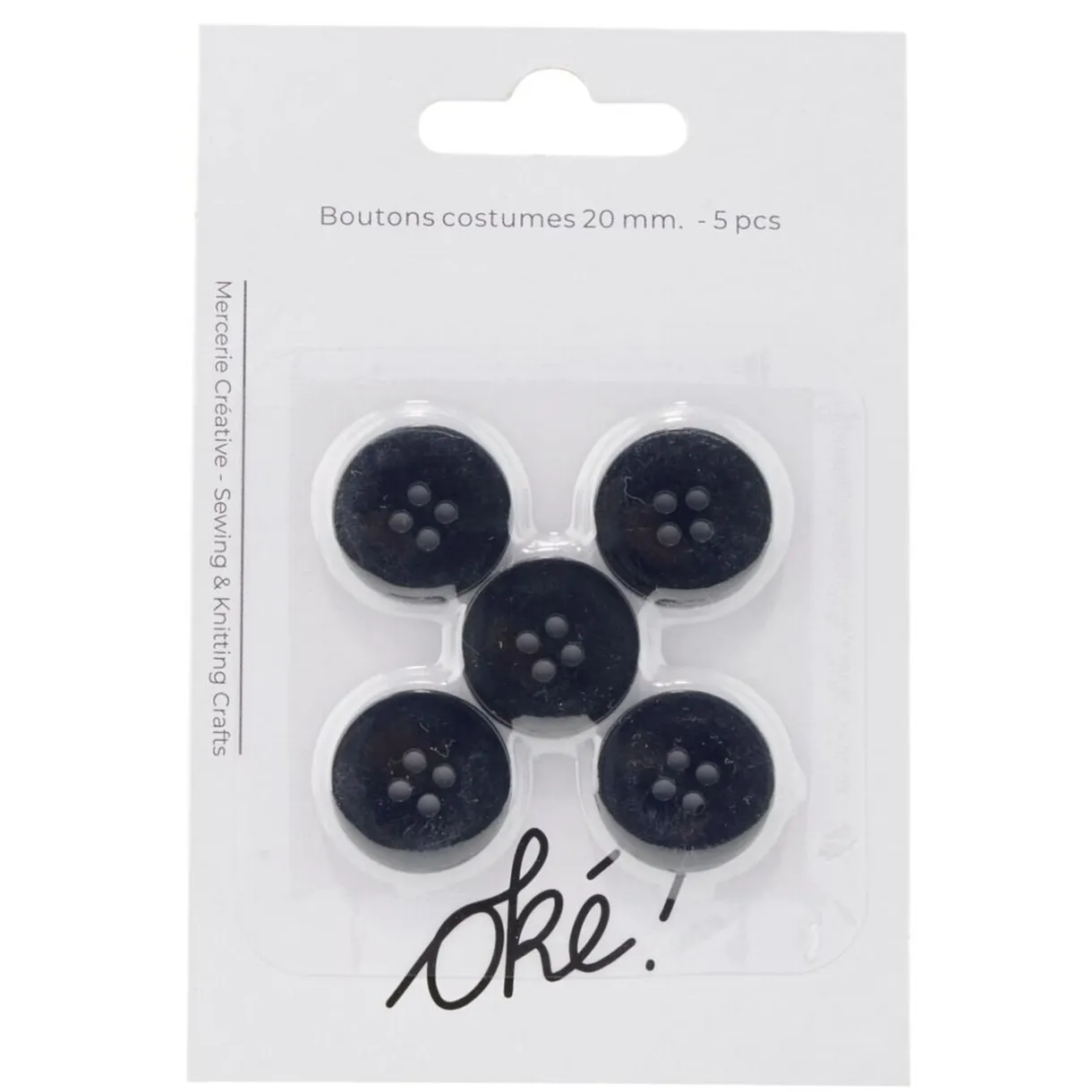Bouton de costume x5 plastique noir Ø20mm < Gifi Discount
