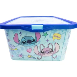 Box de rangement Disney Stitch et Angel 13L plastique bleu 40x30xH15,5cm