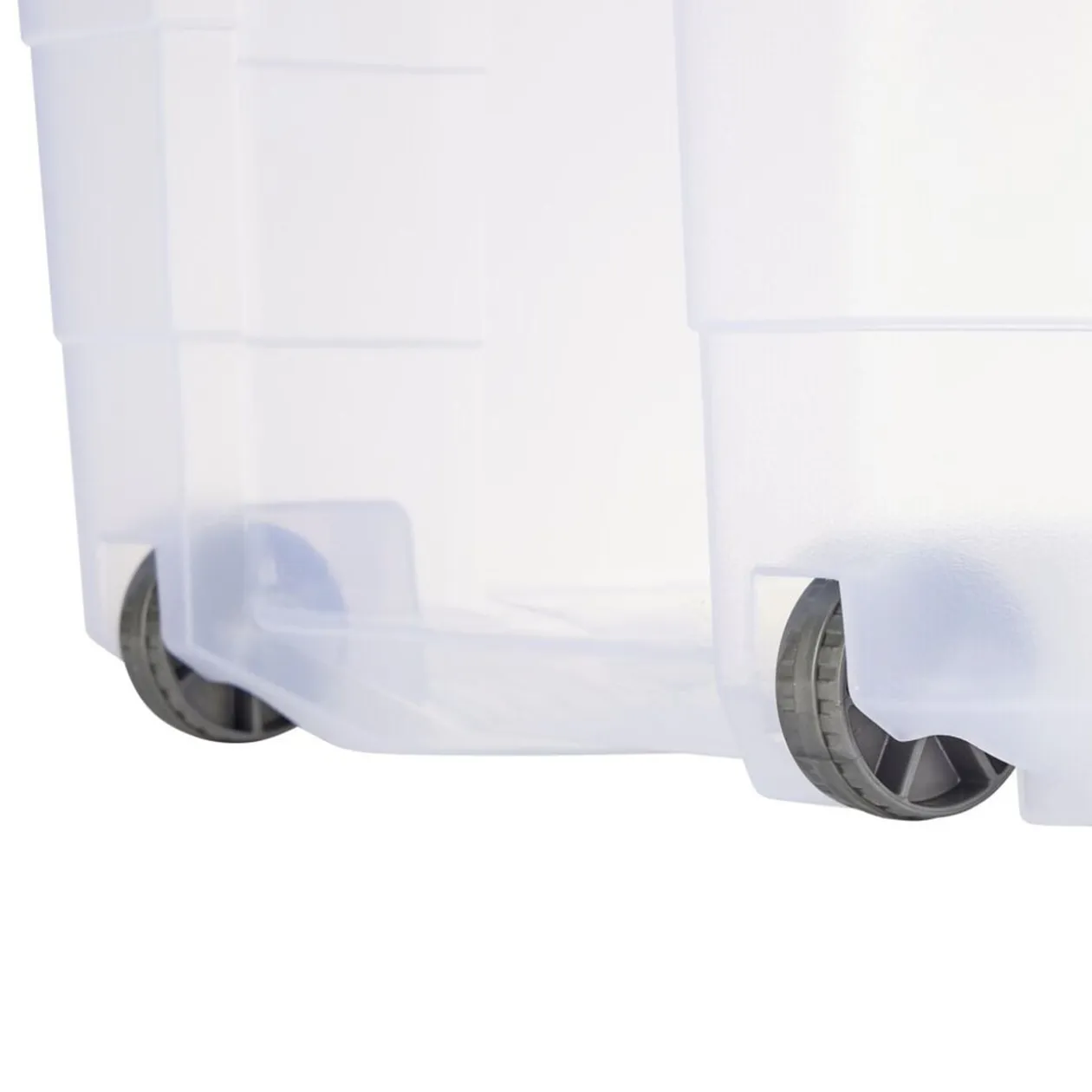 Box de rangement 60L plastique transparent 4 roues couvercle malin bleu 59x39xH36cm