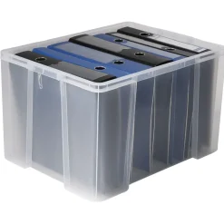 Box de rangement transparente couvercle clips rouge 45 L
