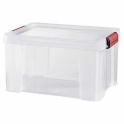Box de rangement transparente couvercle clips rouge 17 L < Gifi