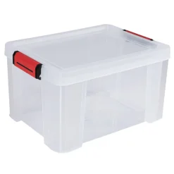 Box de rangement transparente couvercle clips rouge 17 L < Gifi