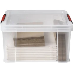 Box de rangement transparente couvercle clips rouge 17 L < Gifi