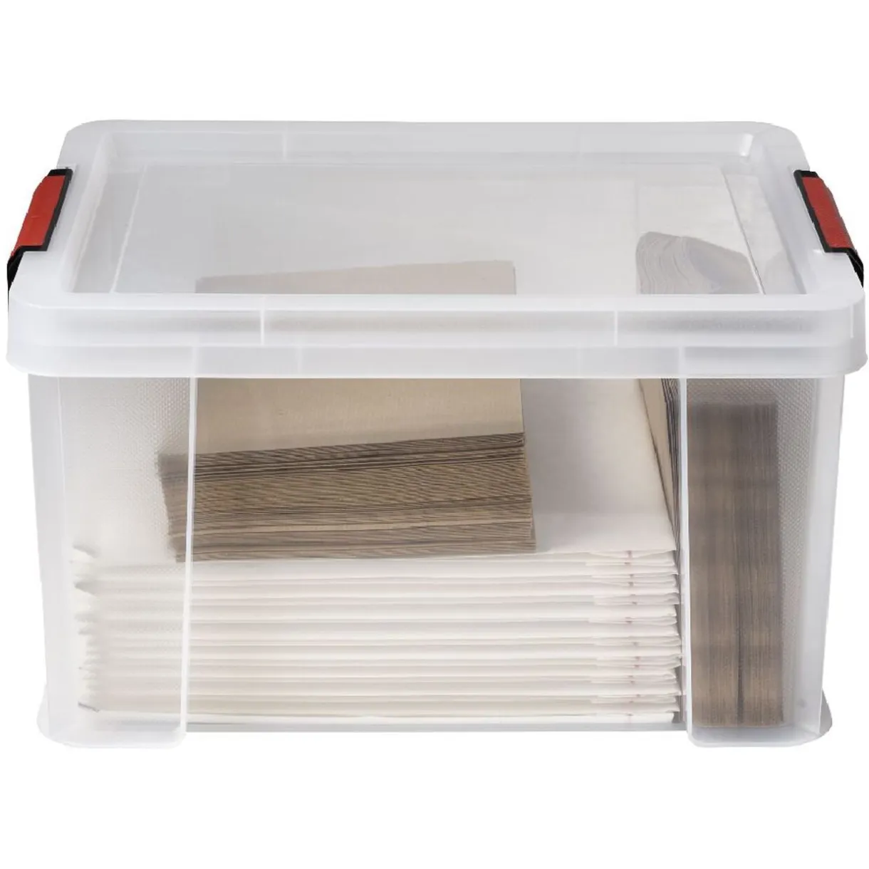 Box de rangement transparente couvercle clips rouge 17 L < Gifi